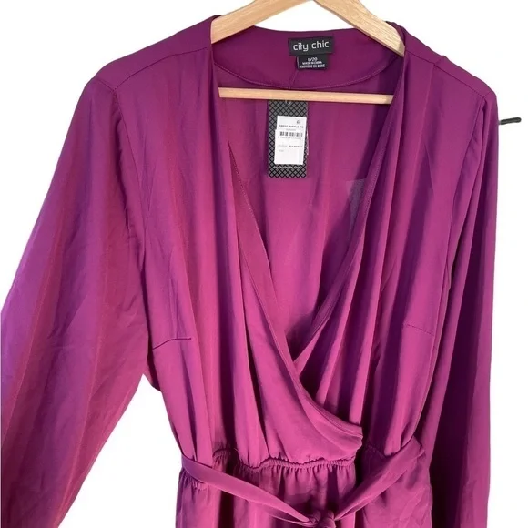 City Chic Purple Long Sleeve Dress - Picture 5 of 8